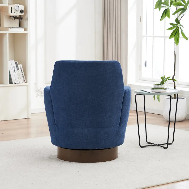 29.3 Upholstered Swivel Barrel Chair with Stainless Steel Base