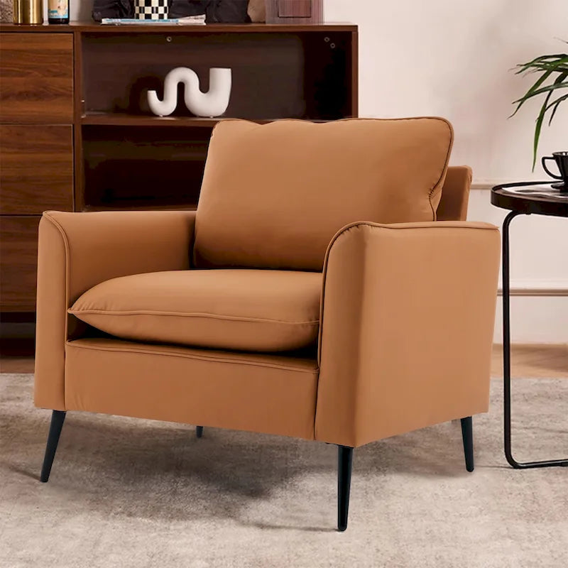 Cat Paw Leather Upholstered Sofa 1PC Cream White