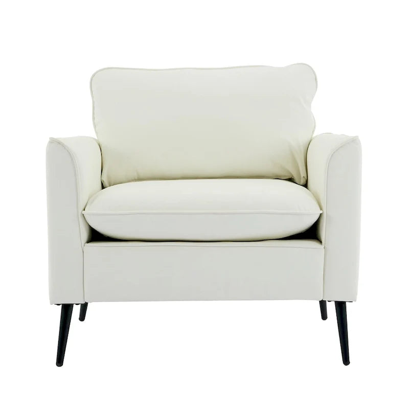 Cat Paw Leather Upholstered Sofa 1PC Cream White