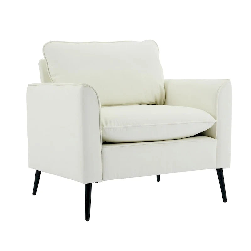 Cat Paw Leather Upholstered Sofa 1PC Cream White