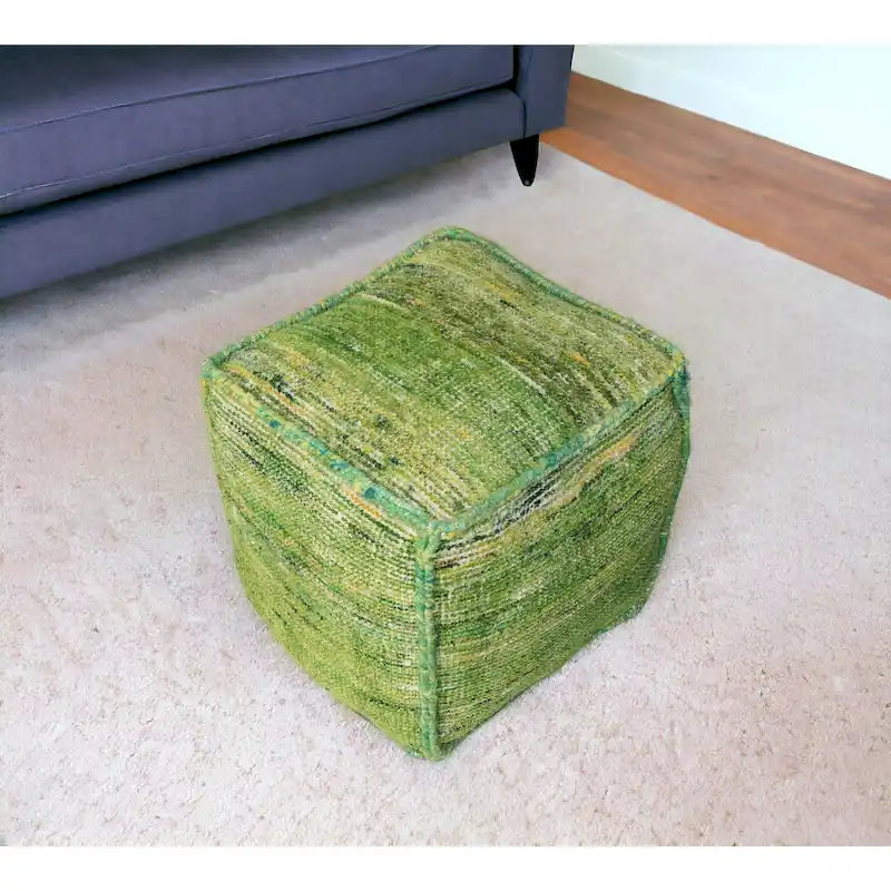 Recycled Silk-Cotton Blend Cube Pouf Footstool