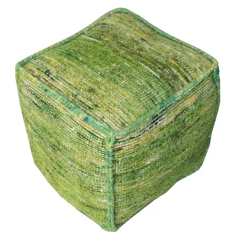 Recycled Silk-Cotton Blend Cube Pouf Footstool