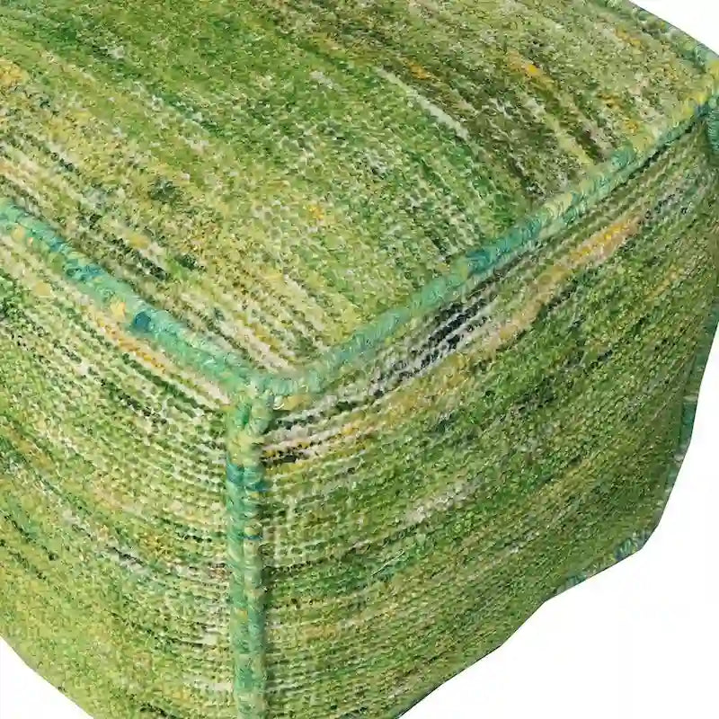 Recycled Silk-Cotton Blend Cube Pouf Footstool