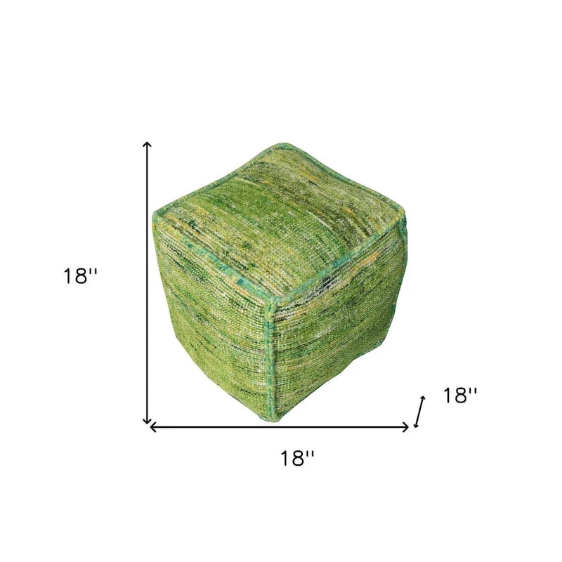 Recycled Silk-Cotton Blend Cube Pouf Footstool