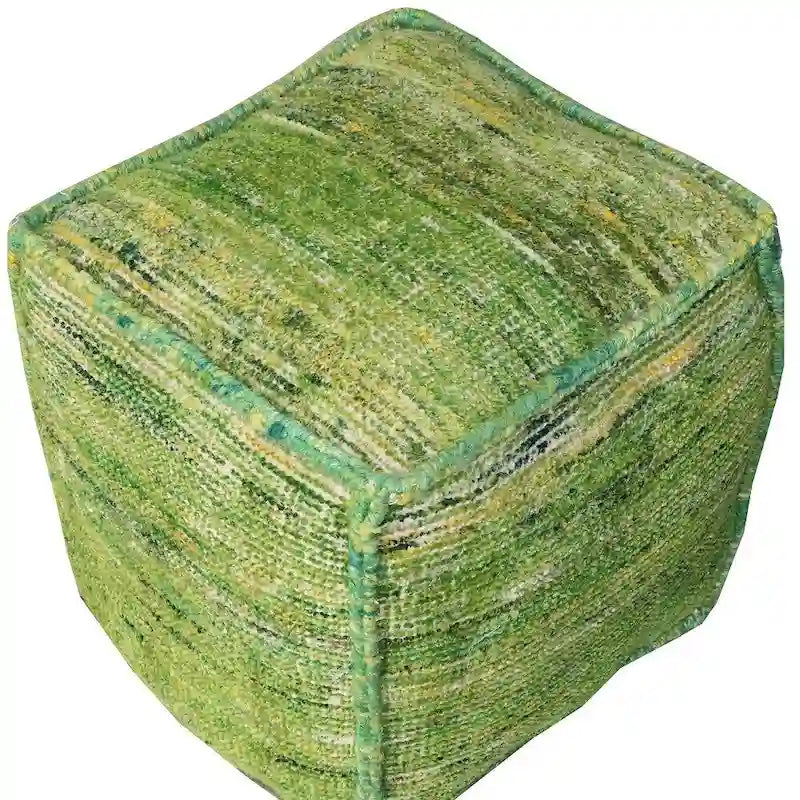 Recycled Silk-Cotton Blend Cube Pouf Footstool