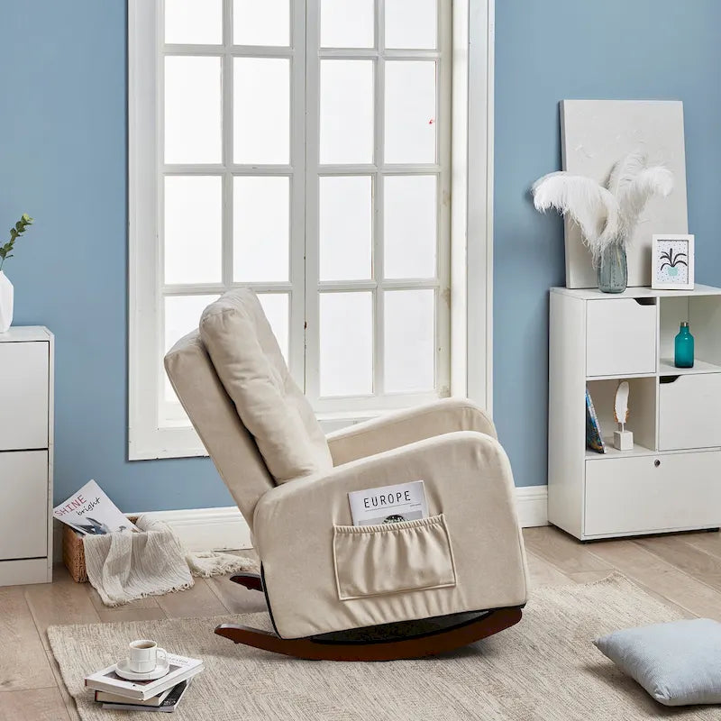 Divano reclinabile con schienale reclinabile a spinta, poltrona regolabile dal design moderno, rivestita in tessuto, con tasca, per soggiorno e camera da letto