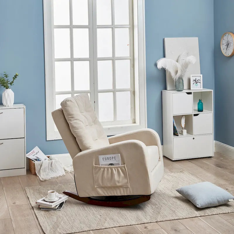 Divano reclinabile con schienale reclinabile a spinta, poltrona regolabile dal design moderno, rivestita in tessuto, con tasca, per soggiorno e camera da letto