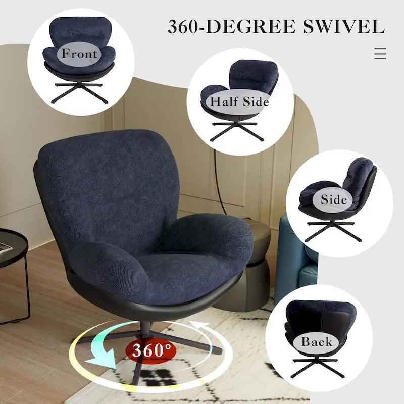 Modern Chenille 360 Swivel Office Chair with Metal Base Frame