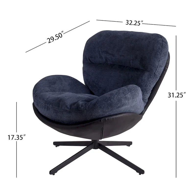 Modern Chenille 360 Swivel Office Chair with Metal Base Frame