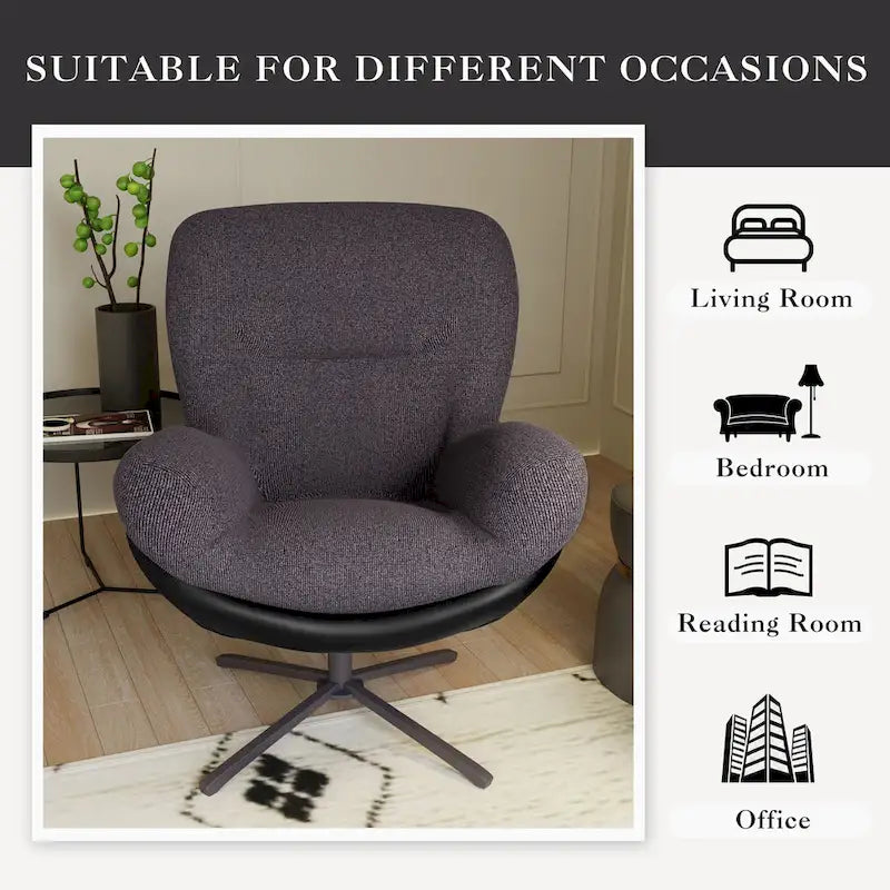 Modern Chenille 360 Swivel Office Chair with Metal Base Frame
