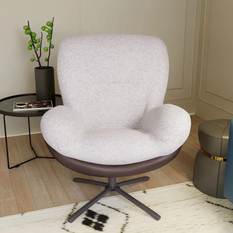 Modern Chenille 360 Swivel Office Chair with Metal Base Frame