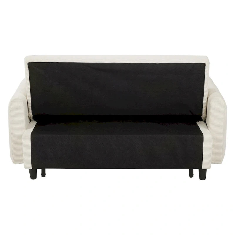 Rozkładana sofa z funkcją spania dla 2 osób, z poduszkami dekoracyjnymi i portami USB, nowoczesna sofa do spania, beżowa