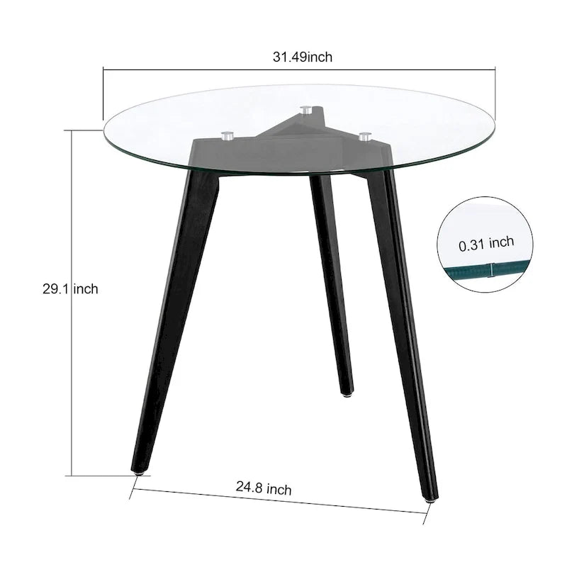 Modern Small Dining Table Round Glass Coffee Table Farmhouse Kitchen Table