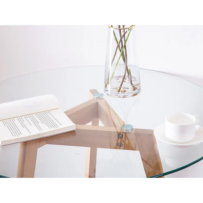 Modern Small Dining Table Round Glass Coffee Table Farmhouse Kitchen Table