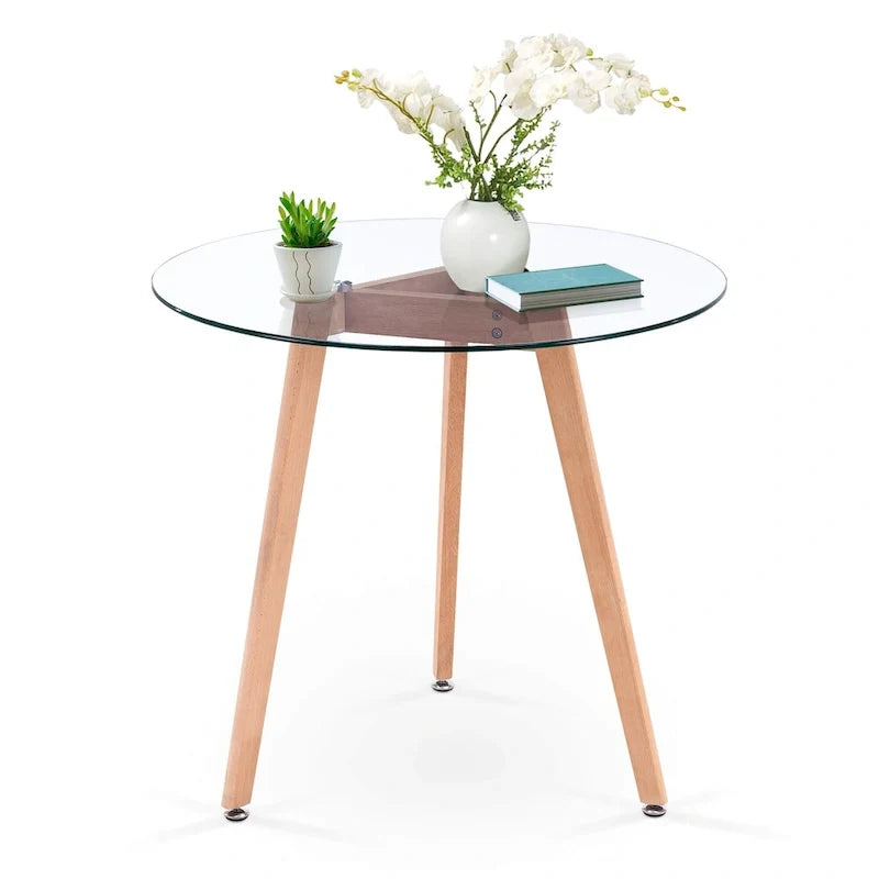 Modern Small Dining Table Round Glass Coffee Table Farmhouse Kitchen Table