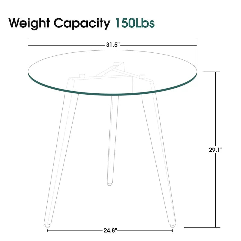 Modern Small Dining Table Round Glass Coffee Table Farmhouse Kitchen Table