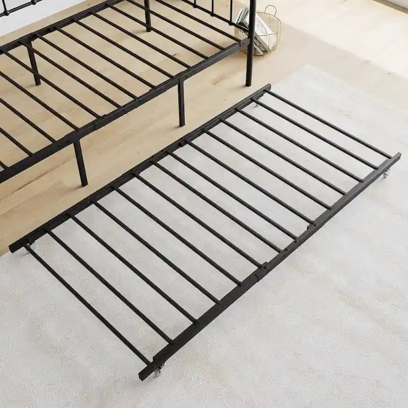 Letto da giorno in metallo per letto singolo con letto estraibile e robuste doghe in acciaio per la camera da letto