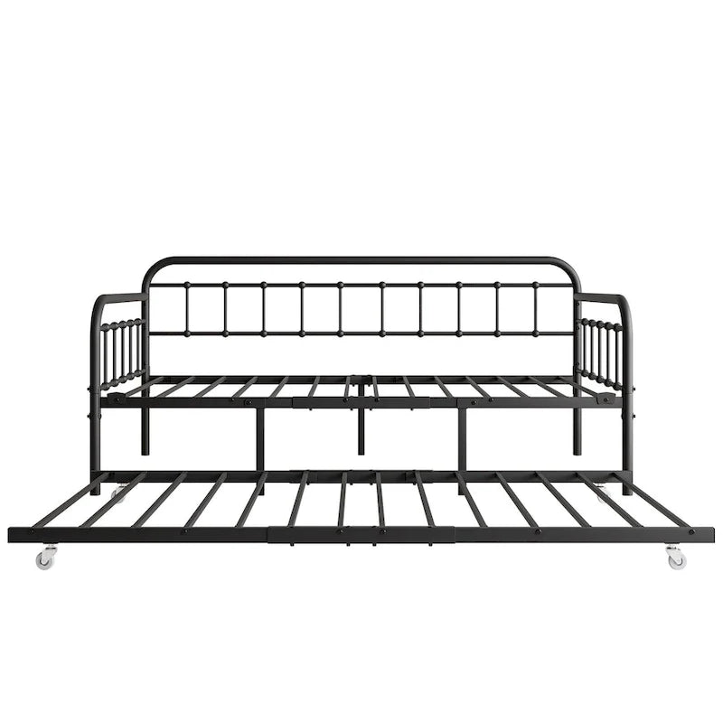 Letto da giorno in metallo per letto singolo con letto estraibile e robuste doghe in acciaio per la camera da letto