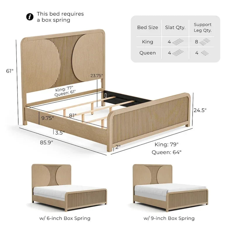 Letto in legno massello dal gusto rustico moderno con pannelli scanalati