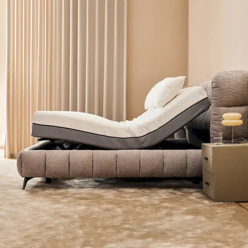 Base letto regolabile queen size con inclinazione della testiera e della pediera, telecomando wireless e posizione a gravità zero