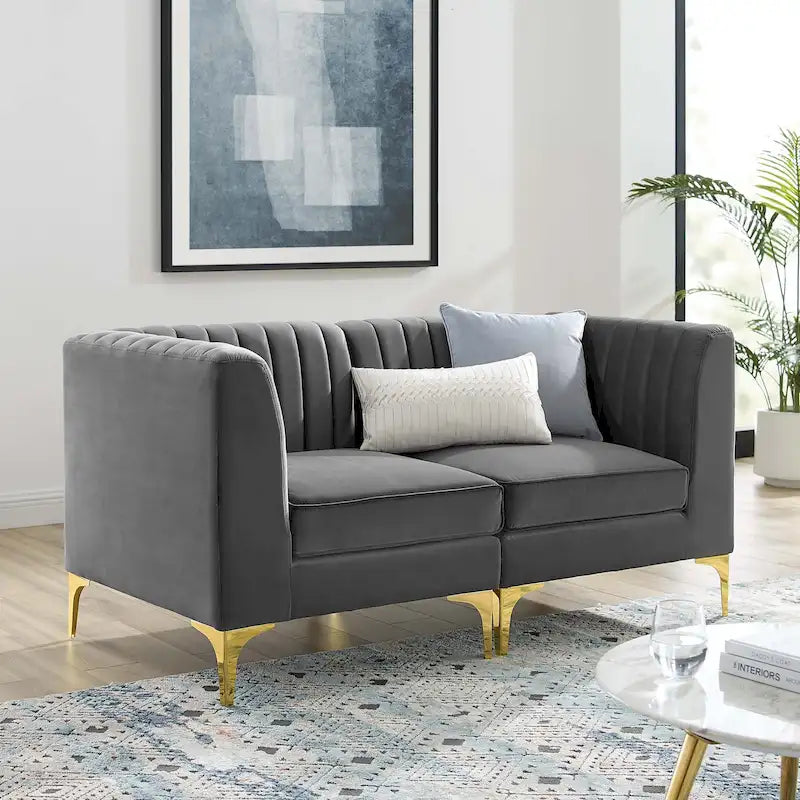 Channel Tufted Performance Velvet Loveseat