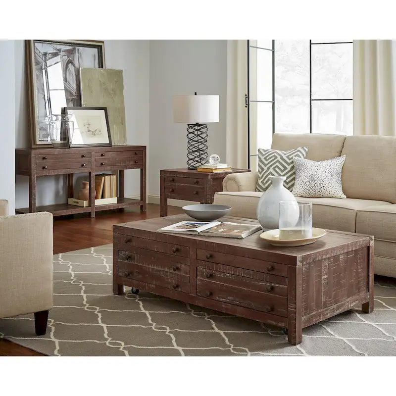 Solid Wood Castered Coffee Table in Java
