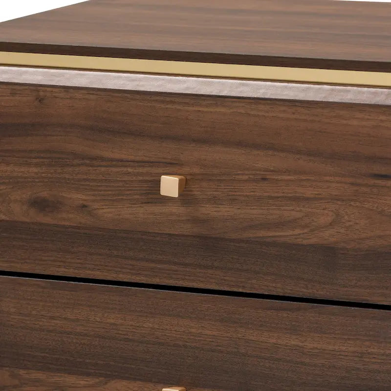 Wood/Metal 2-Drawer Nightstand – Walnut/Dark Brown