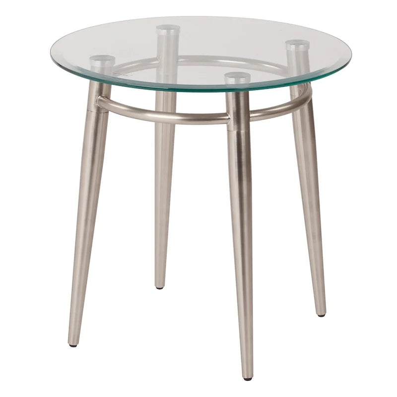 Mid Century Brooklyn Round Top Glass End Table