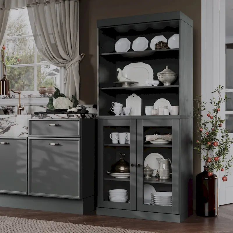 Solid Wood 32-Inch Two-Door Kitchen Storage Cabinet
