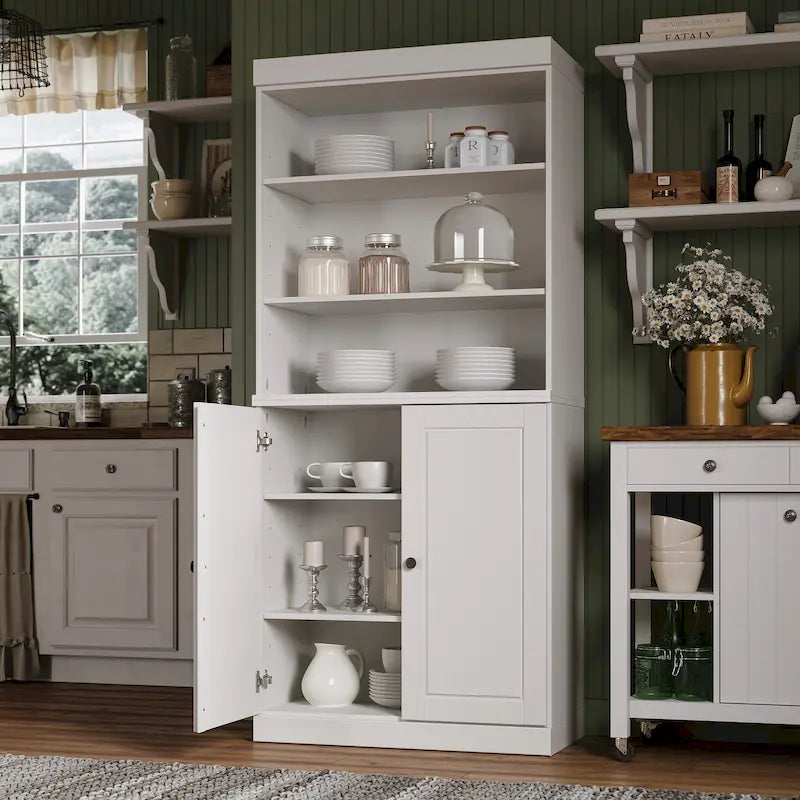 Solid Wood 32-Inch Two-Door Kitchen Storage Cabinet