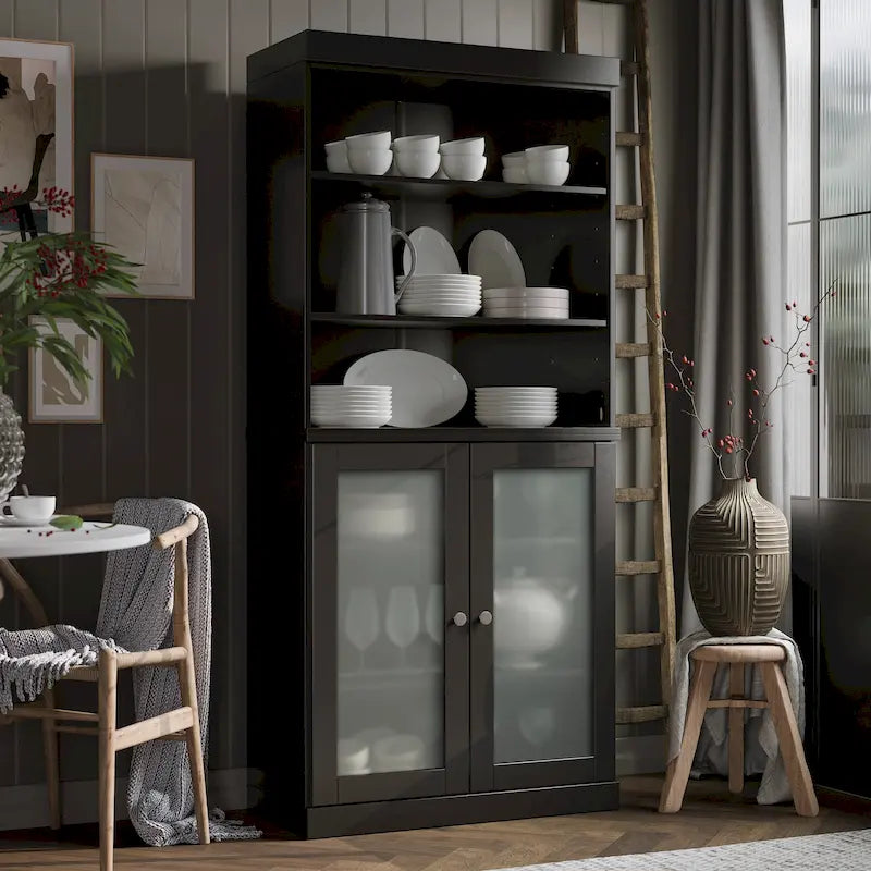 Solid Wood 32-Inch Two-Door Kitchen Storage Cabinet