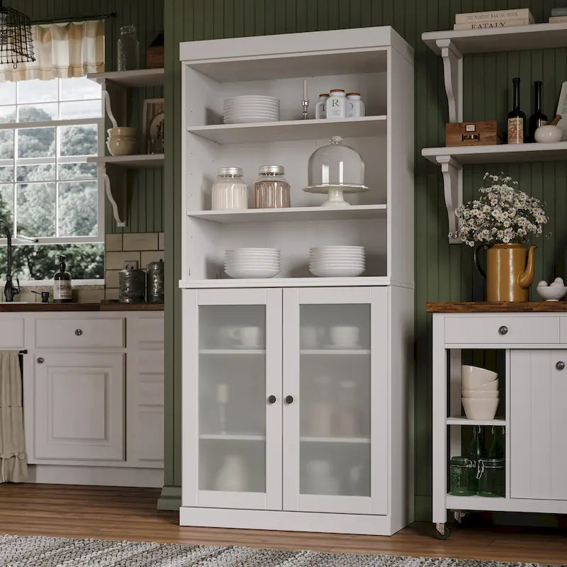 Solid Wood 32-Inch Two-Door Kitchen Storage Cabinet