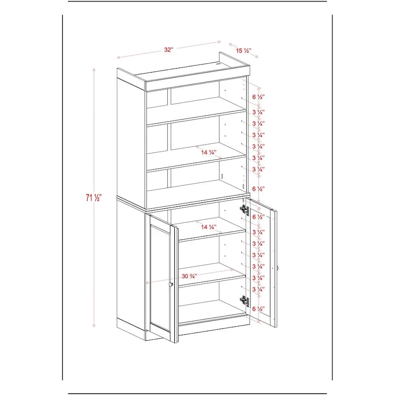 Solid Wood 32-Inch Two-Door Kitchen Storage Cabinet