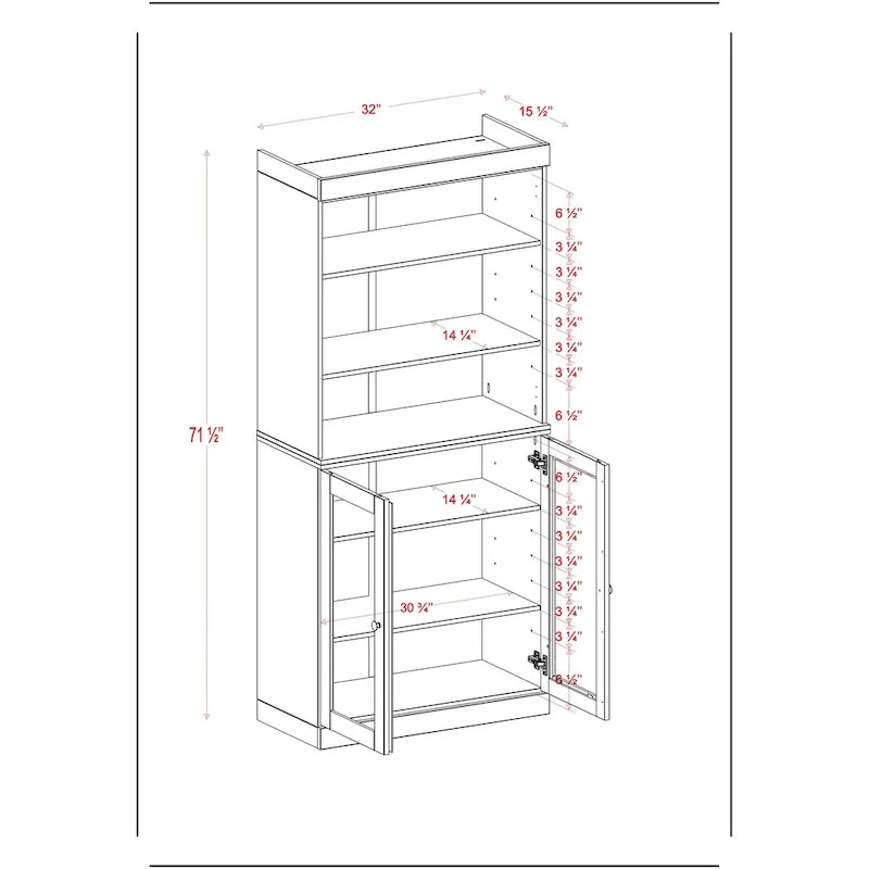 Solid Wood 32-Inch Two-Door Kitchen Storage Cabinet