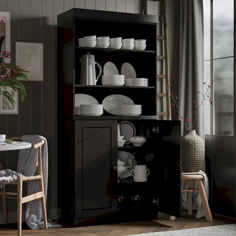 Solid Wood 32-Inch Two-Door Kitchen Storage Cabinet