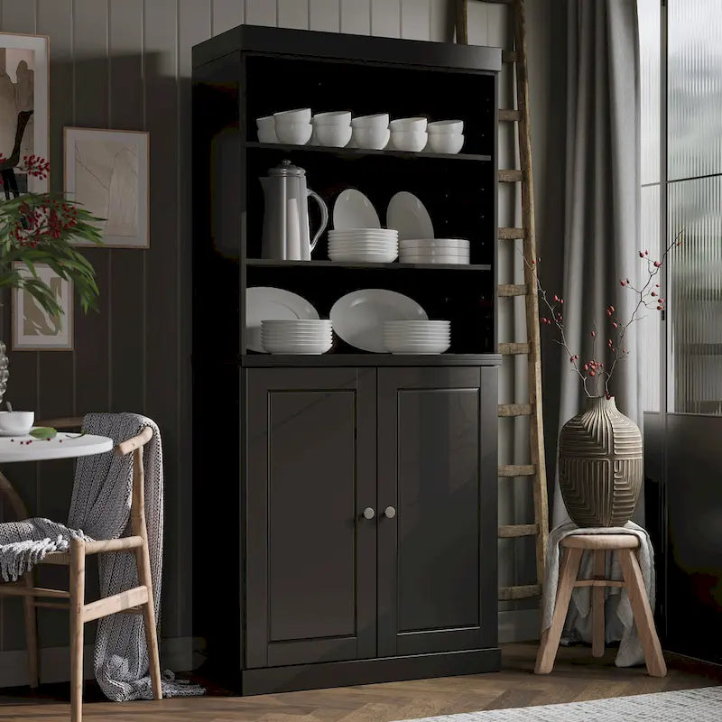 Solid Wood 32-Inch Two-Door Kitchen Storage Cabinet