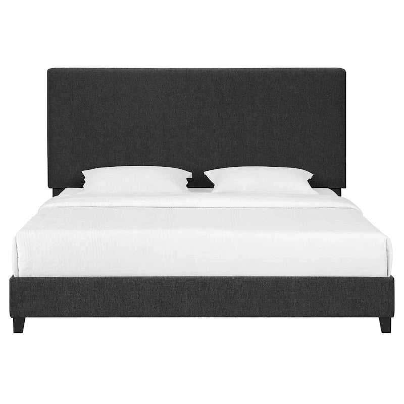 Letto a piattaforma con pannelli imbottiti alti in grigio scuro