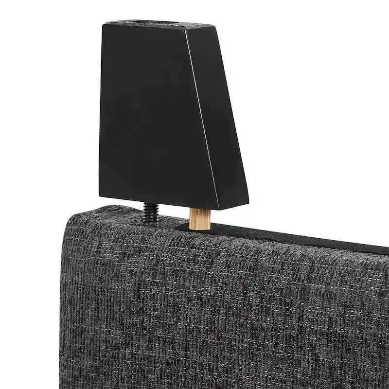 Letto a piattaforma con pannelli imbottiti alti in grigio scuro