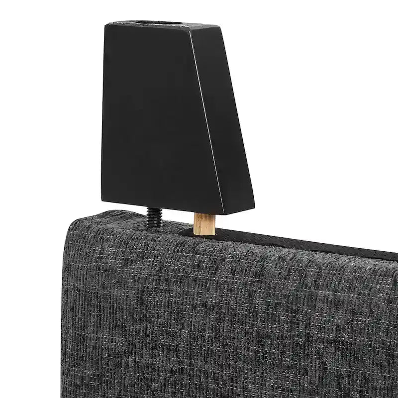 Letto a piattaforma con pannelli imbottiti alti in grigio scuro