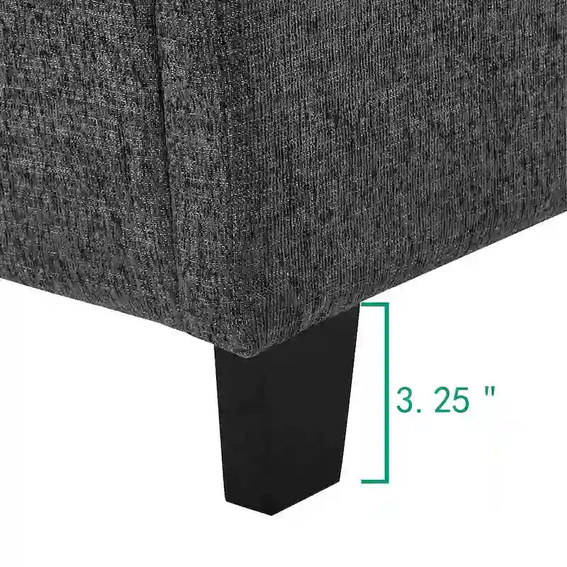 Letto a piattaforma con pannelli imbottiti alti in grigio scuro