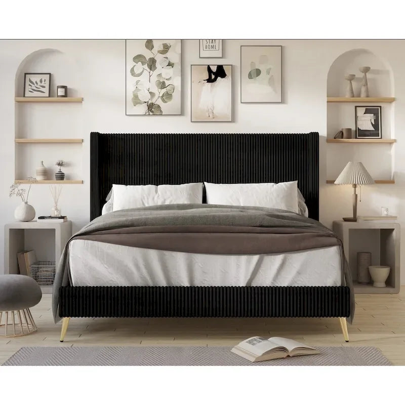 Letto imbottito con piattaforma