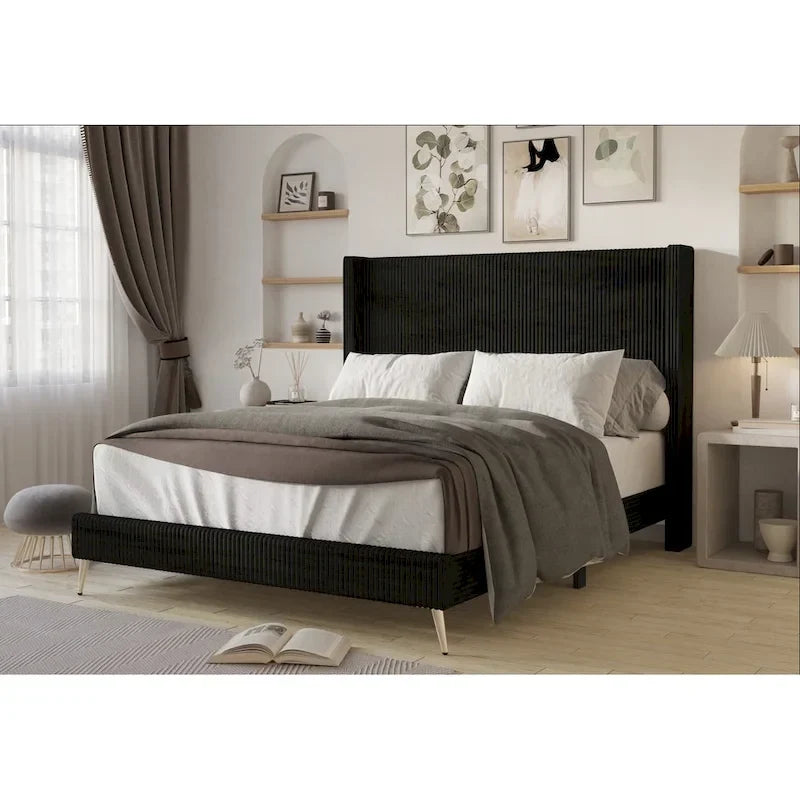 Letto imbottito con piattaforma