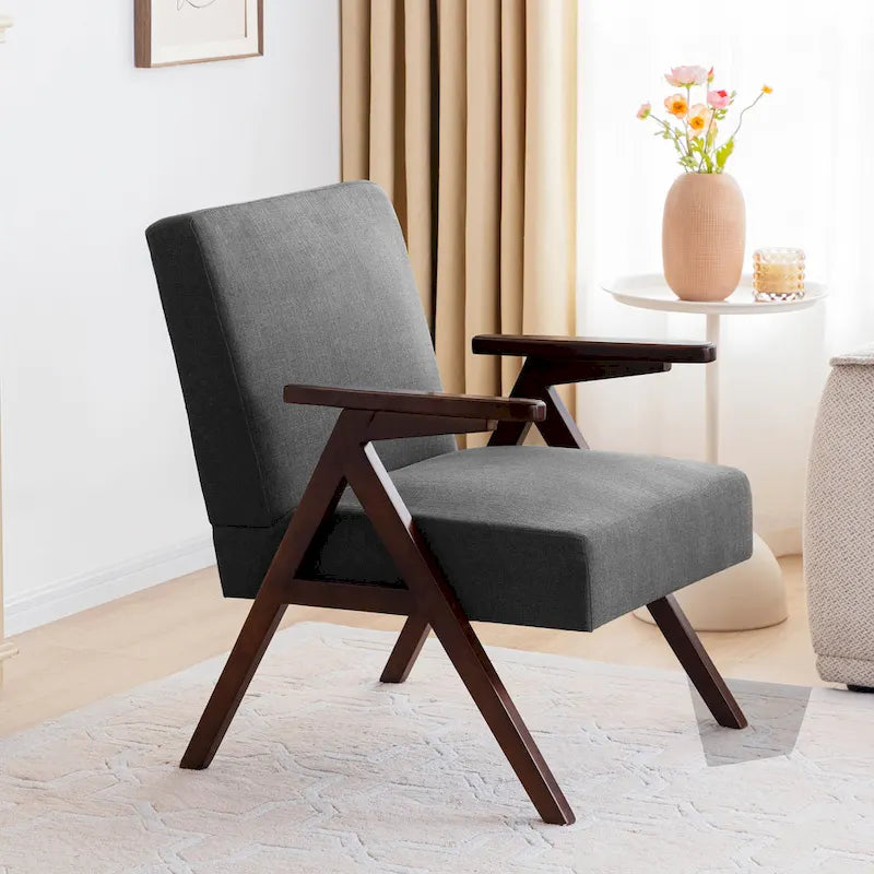 Poltrona moderna di metà secolo grigia/blu/bianca, imbottita, per soggiorno e camera da letto