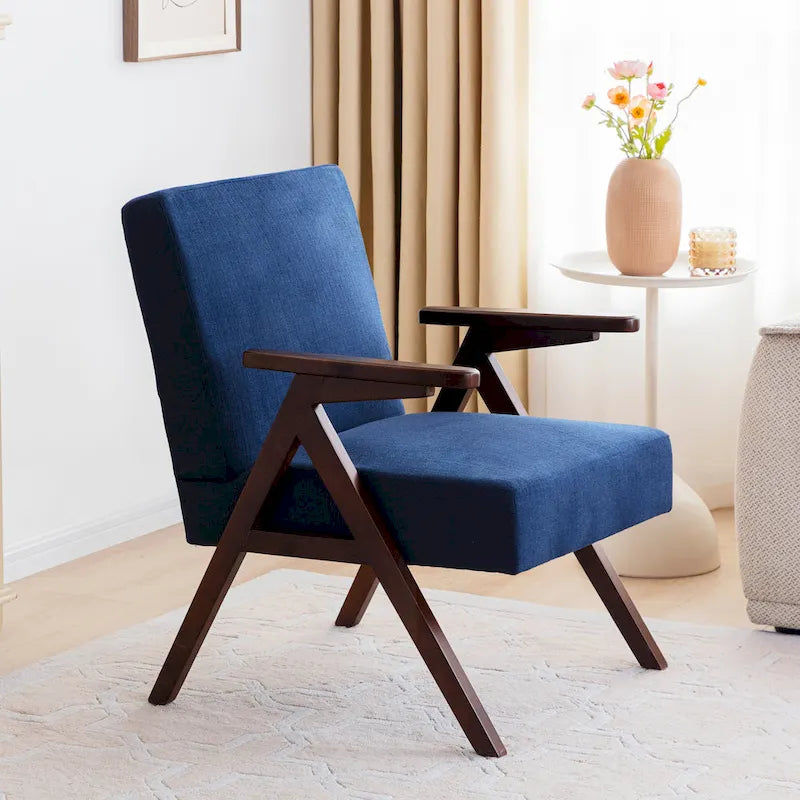 Poltrona moderna di metà secolo grigia/blu/bianca, imbottita, per soggiorno e camera da letto