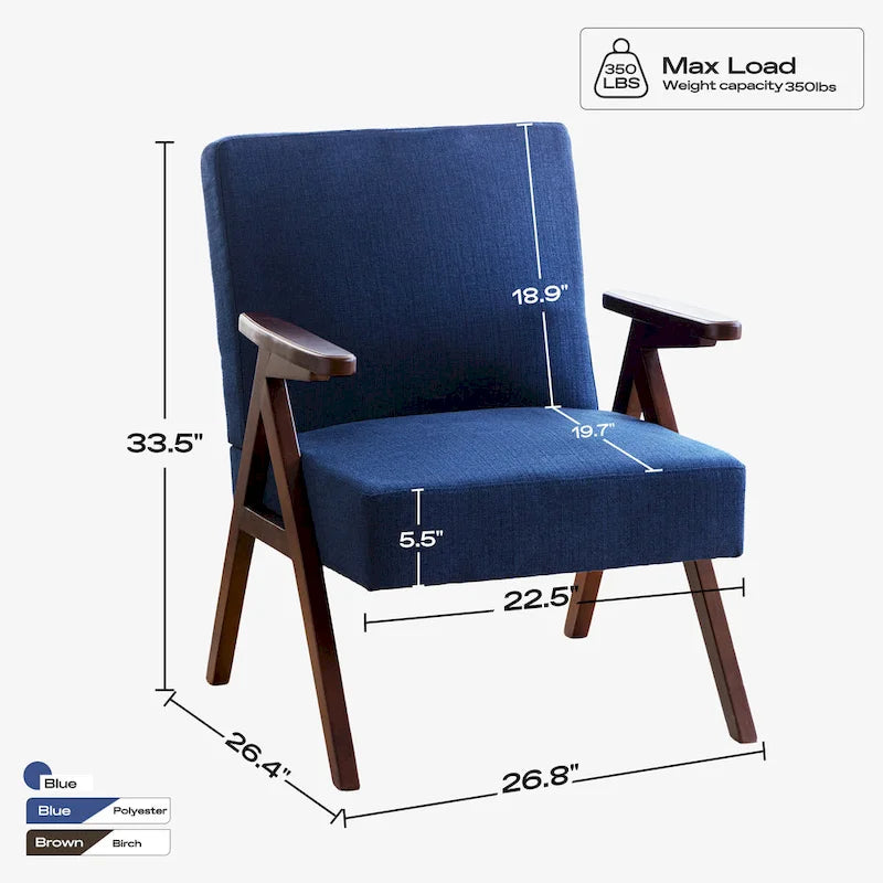 Poltrona moderna di metà secolo grigia/blu/bianca, imbottita, per soggiorno e camera da letto