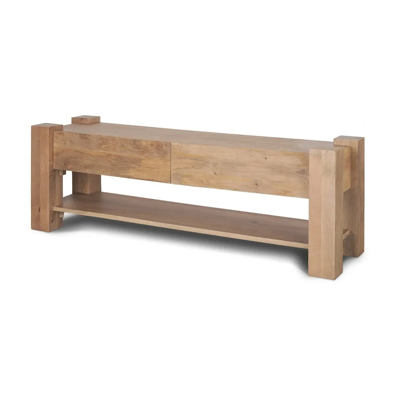 Jasnobrązowa drewniana szafka RTV - 70.0L x 20.0W x 24.0H