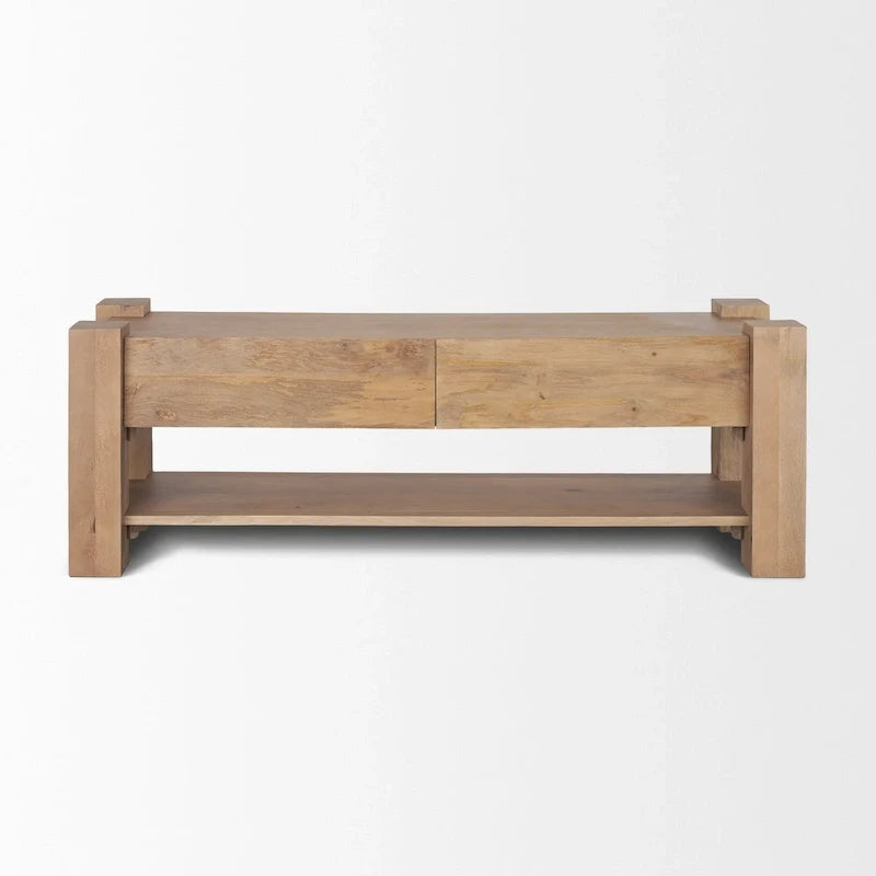 Jasnobrązowa drewniana szafka RTV - 70.0L x 20.0W x 24.0H