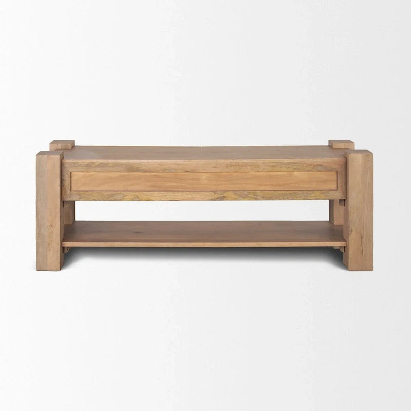 Jasnobrązowa drewniana szafka RTV - 70.0L x 20.0W x 24.0H