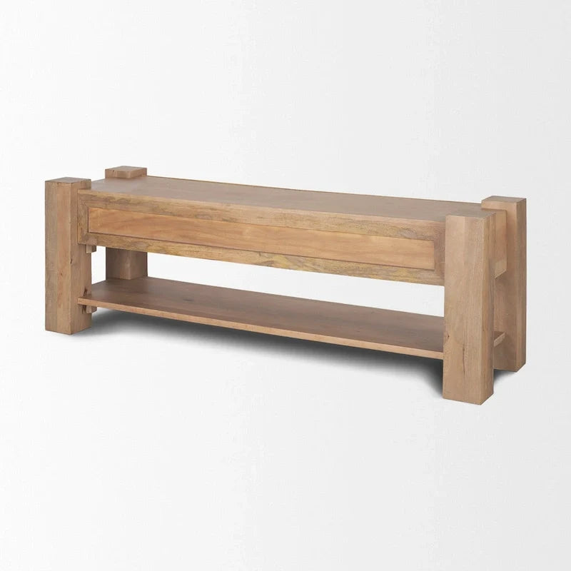 Jasnobrązowa drewniana szafka RTV - 70.0L x 20.0W x 24.0H