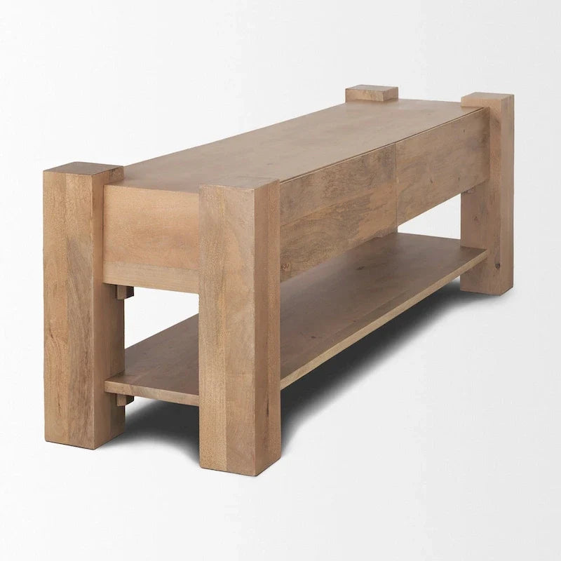 Jasnobrązowa drewniana szafka RTV - 70.0L x 20.0W x 24.0H